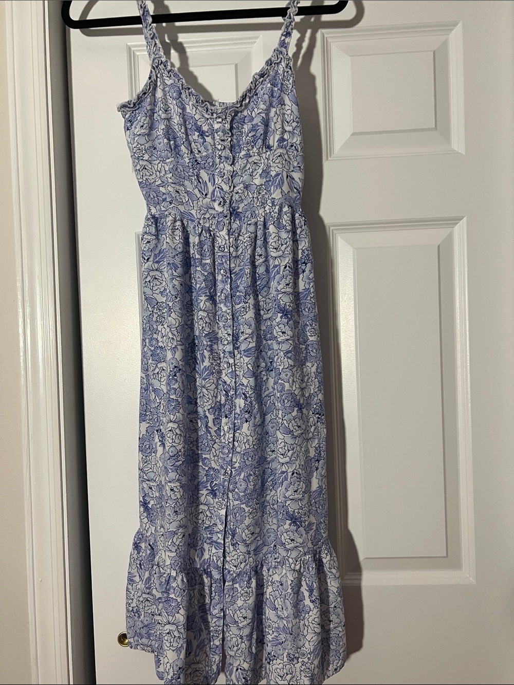Patrons of Peace Blue and White Floral Midi Dress